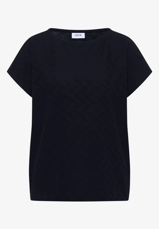 Zwart T-shirt met korte mouwen en ronde hals, effen en eenvoudig ontwerp.