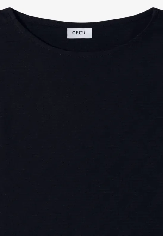 Shirt met boothals en structuur urban dark blue