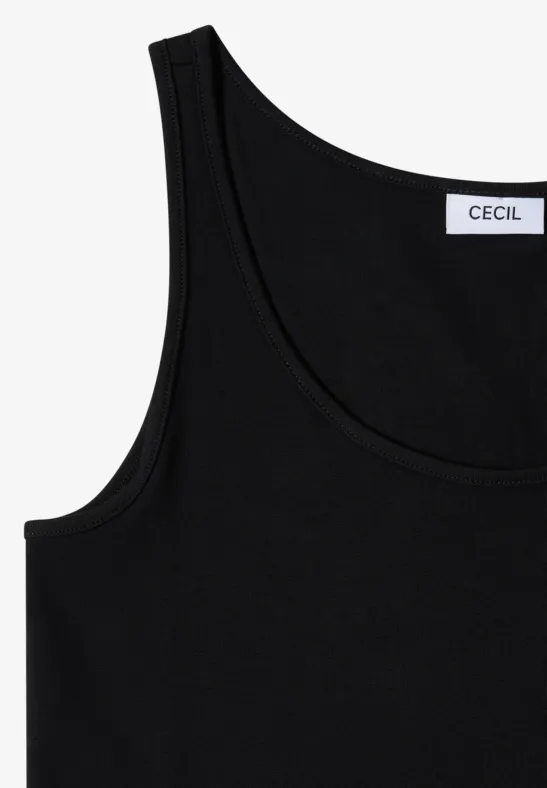 Débardeur noir sans manches avec encolure arrondie et étiquette CECIL.