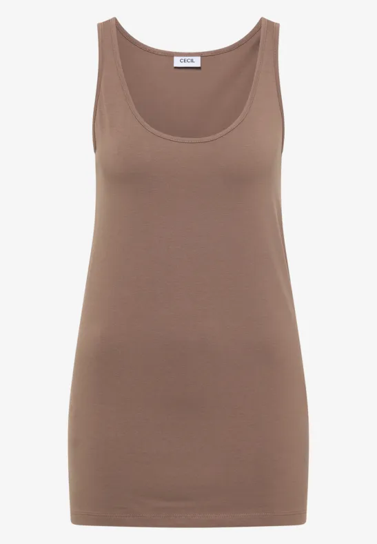 Débardeur marron simple pour femme à encolure ronde