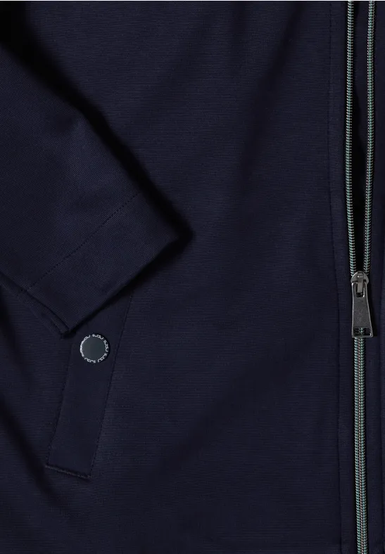 Dunkelblauer Reißverschluss-Sweatshirt mit seitlicher Tasche