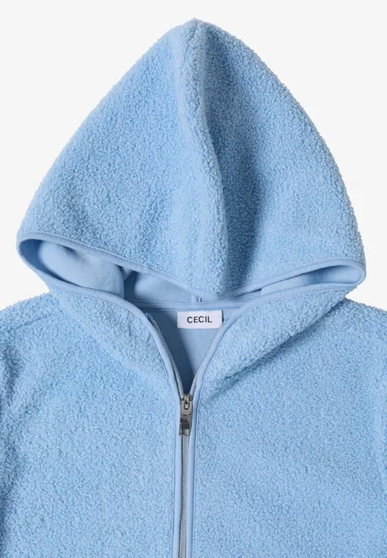 Hellblauer Fleece-Hoodie mit Reißverschluss