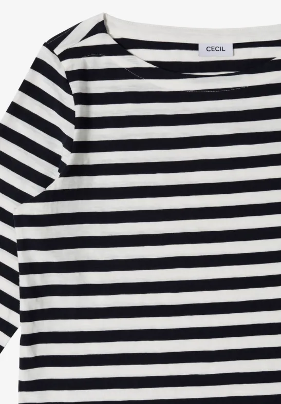 Zwart-wit gestreept T-shirt met korte mouwen