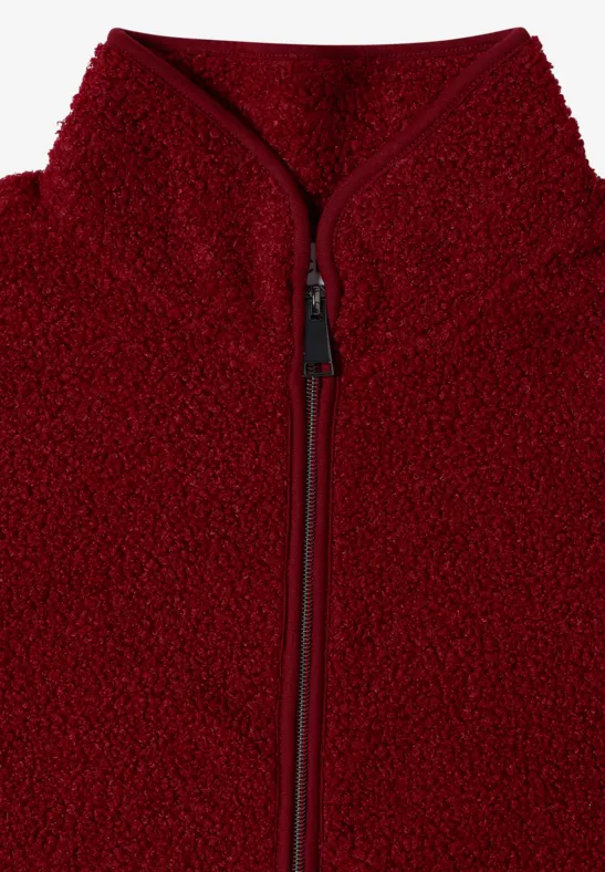 Dunkelrote Fleecejacke mit Reißverschluss, Vorderansicht
