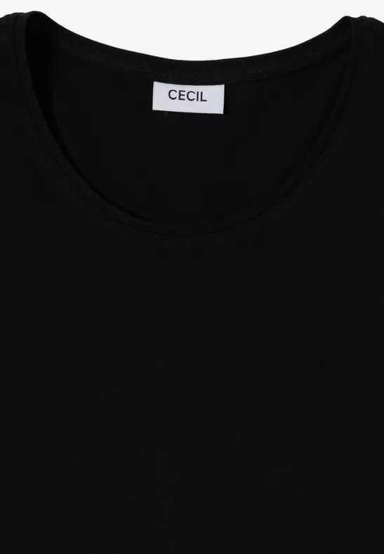 Schwarzes Top mit Rundhalsausschnitt, schlicht, von Marke CECIL.
