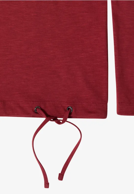 Rotes Langarmshirt mit Kordelzug am Saum