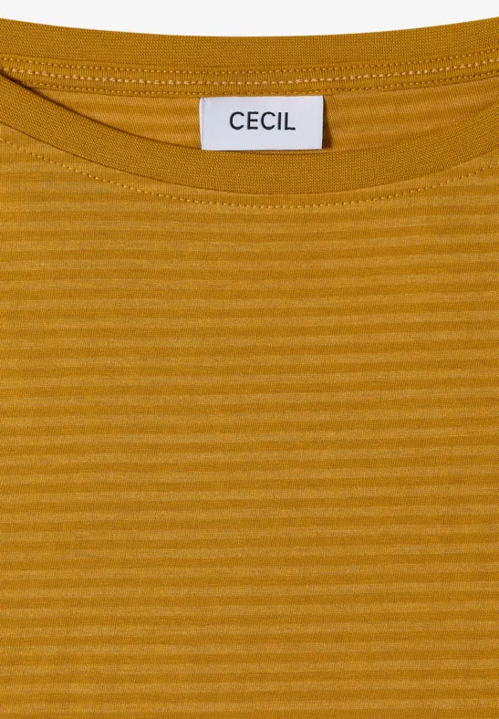Langarm Shirt mit Boat Neck und Streifen golden honey