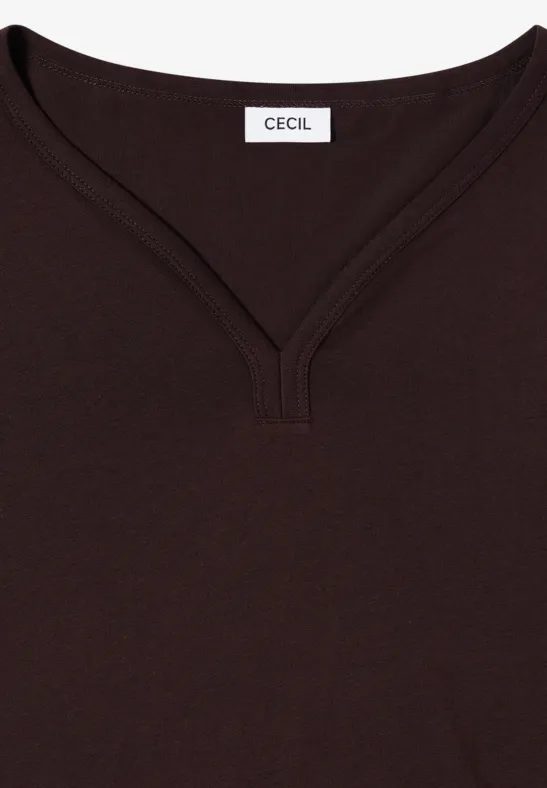 Braunes V-Neck-Shirt mit CECIL-Label
