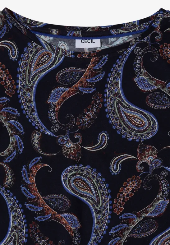 Schwarzes Top mit buntem Paisley-Muster