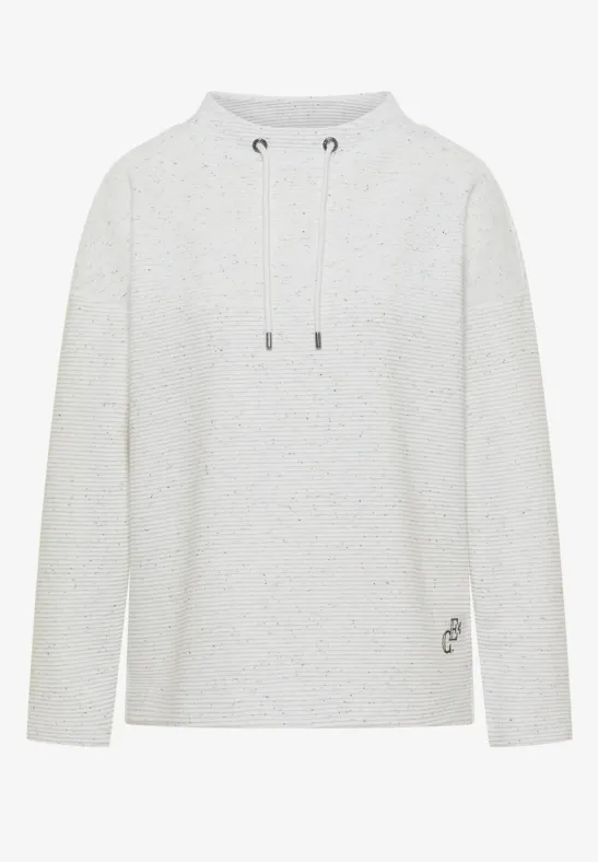 Heller Kapuzenpullover in zartem Graumelange mit verstellbarem Kordelzug und unifarbenem Design