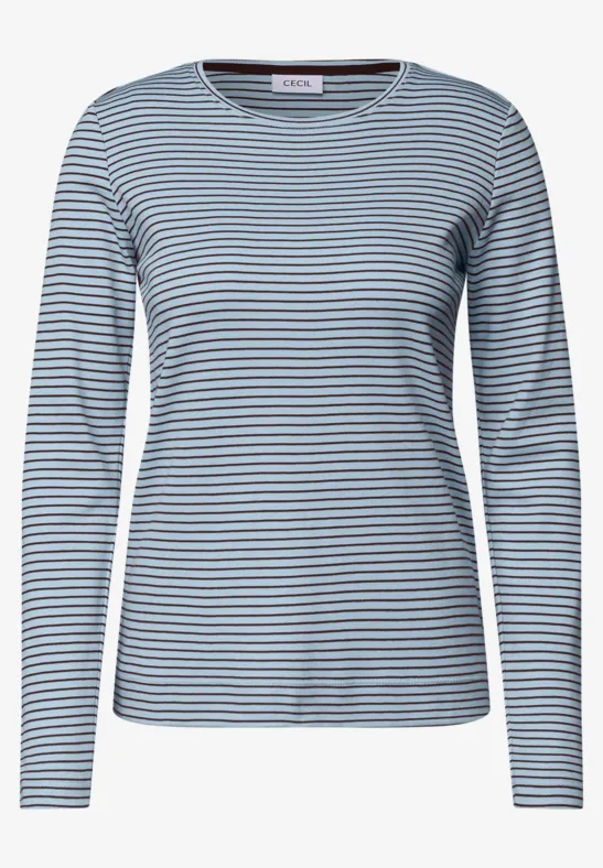 Blau-weiß gestreiftes Langarmshirt aus weichem Baumwoll-Jersey.