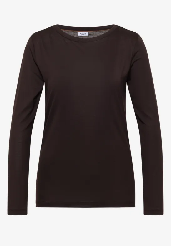 Schwarzes Langarmshirt mit schlichtem Design.