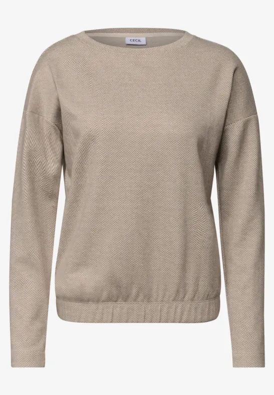 Beige damestrui met ronde hals en lange mouwen