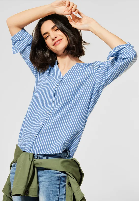 Blouse met seersuckerpatroon bluebell