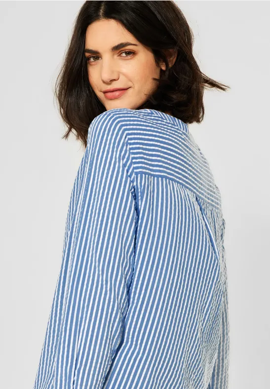 Blouse met seersuckerpatroon bluebell