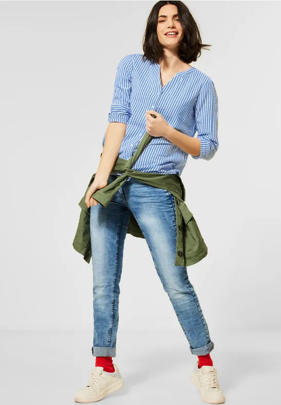 Blouse met seersuckerpatroon bluebell