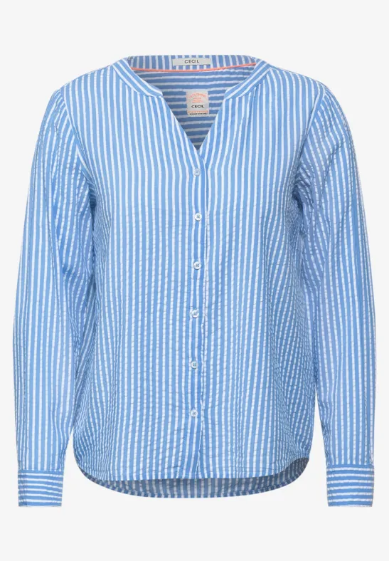 Blouse met seersuckerpatroon bluebell
