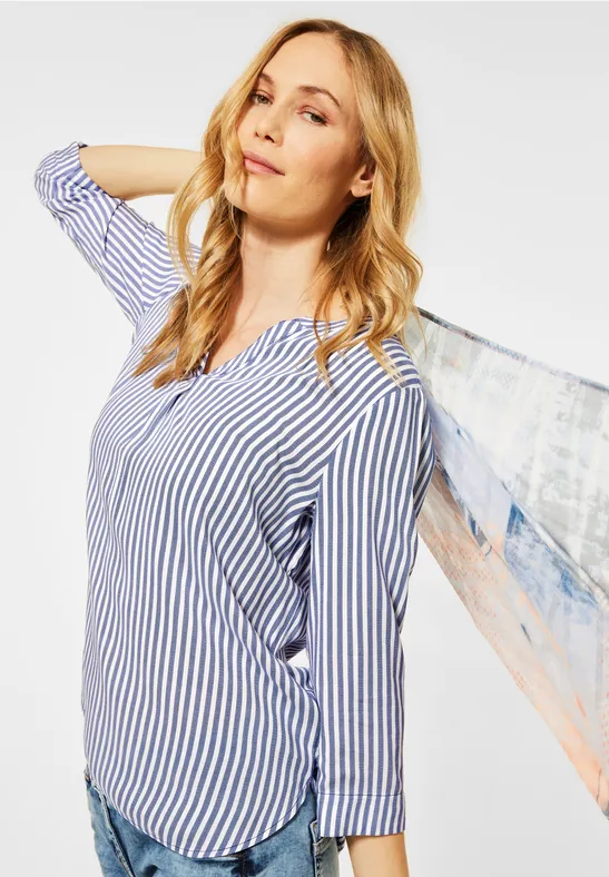 Blouse met gestreept patroon deep blue