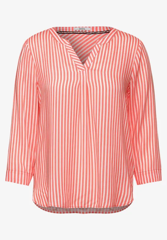 Bluse mit Streifen Muster papaya orange