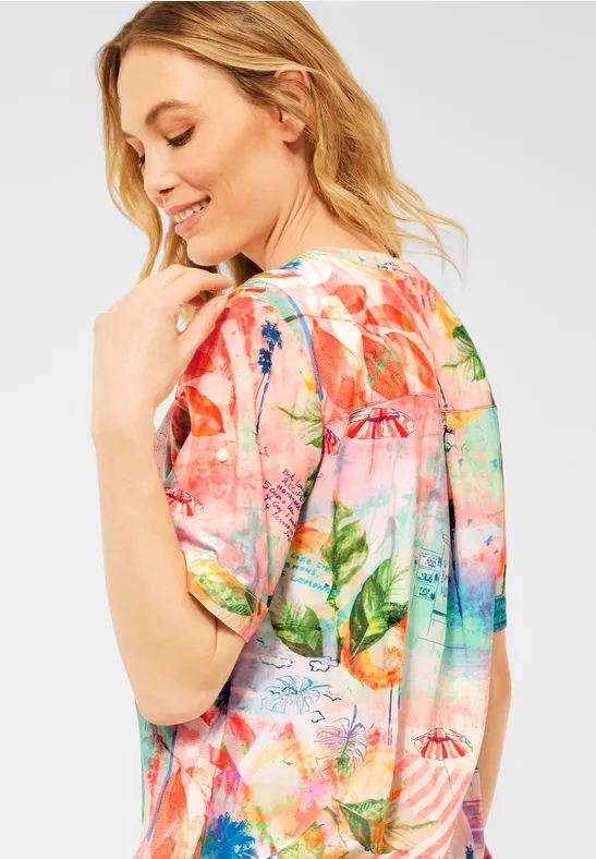 Bluse mit Print fresh coral