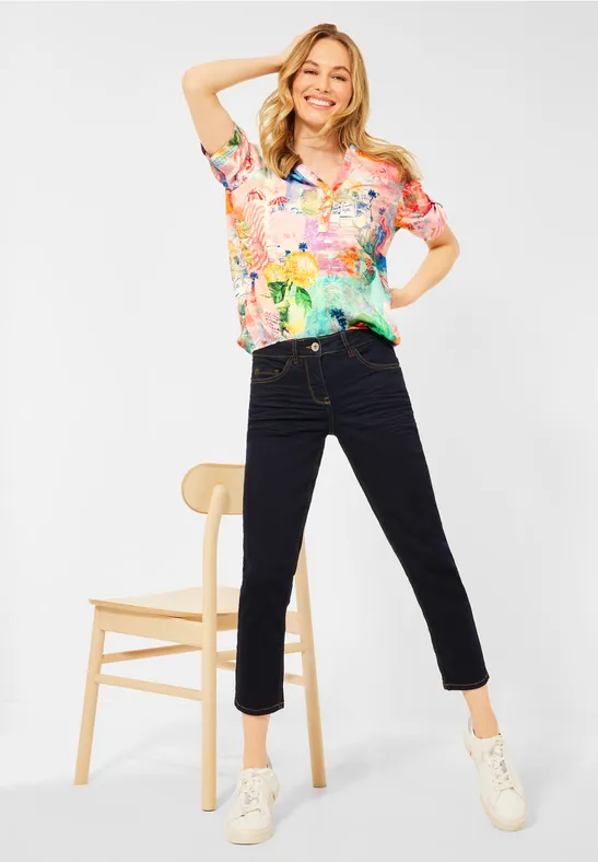 Bluse mit Print fresh coral