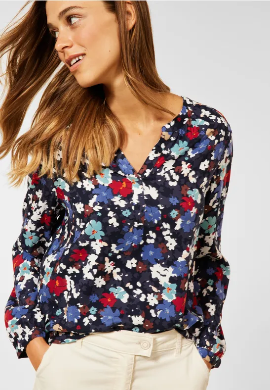 Bluse mit Blumen Print deep blue