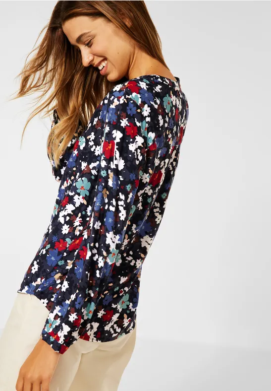 Bluse mit Blumen Print deep blue