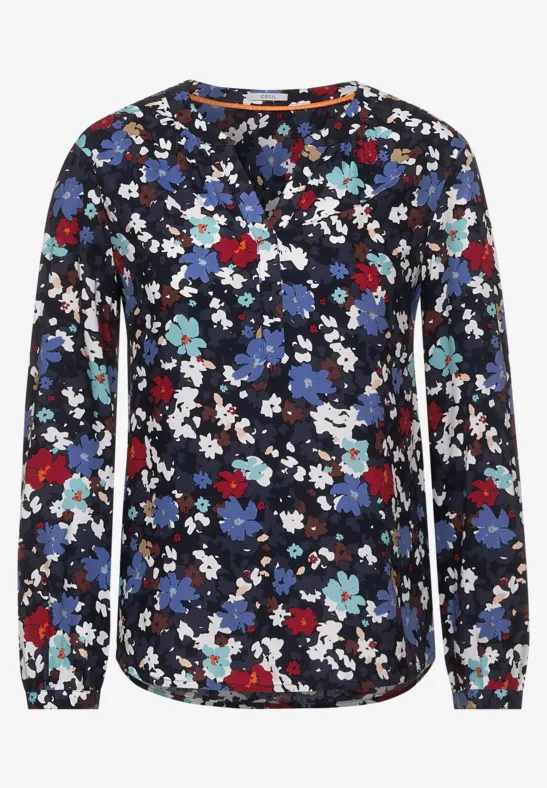 Bluse mit Blumen Print deep blue