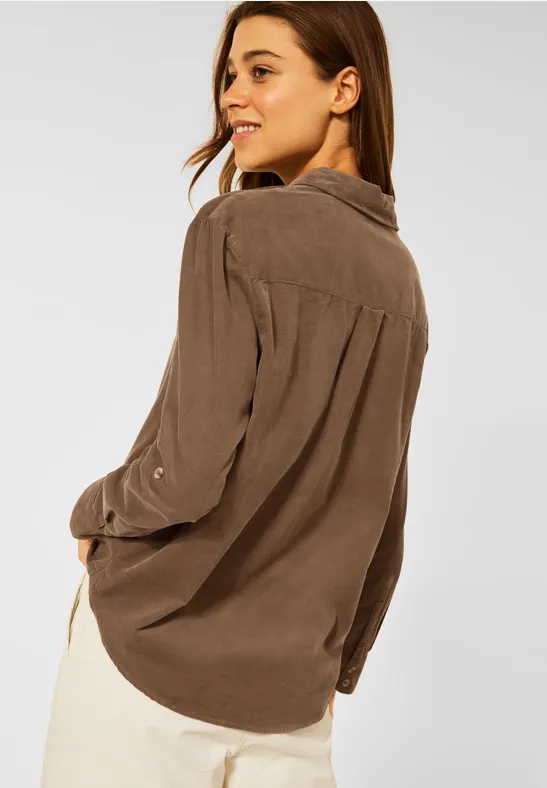 Cord Bluse in Unifarbe toffee brown