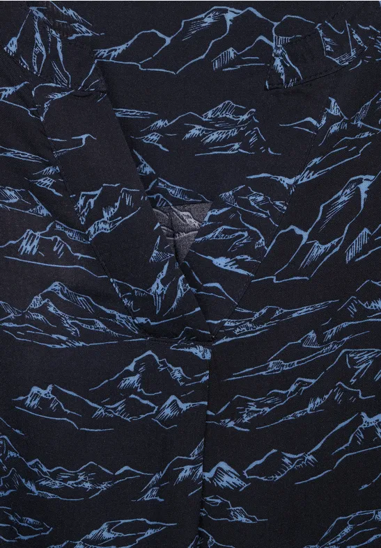 Blouse met bergenprint deep blue