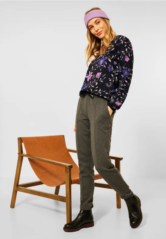 Blouse met bloemenprint Black
