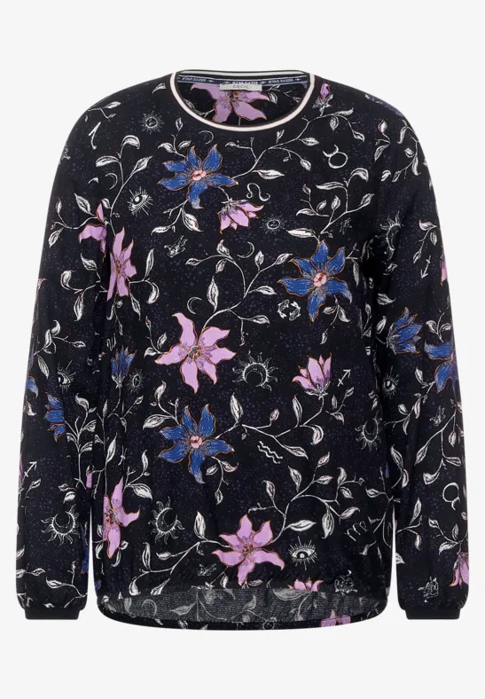 Blouse met bloemenprint Black