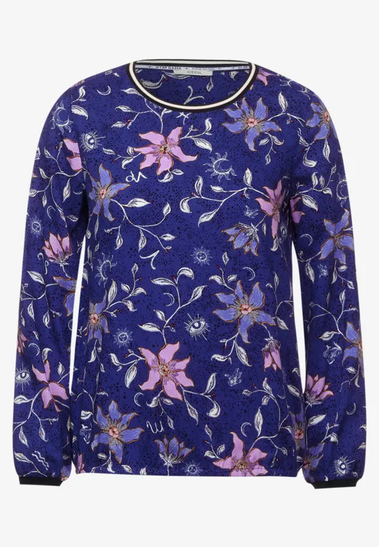 Bluse mit Blumen Print cosmic blue