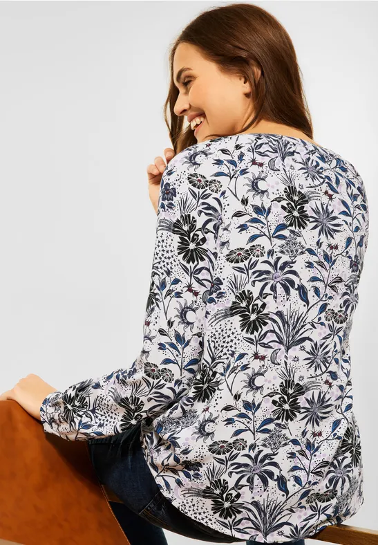 Blouse met print en raglanmouwen vanilla white