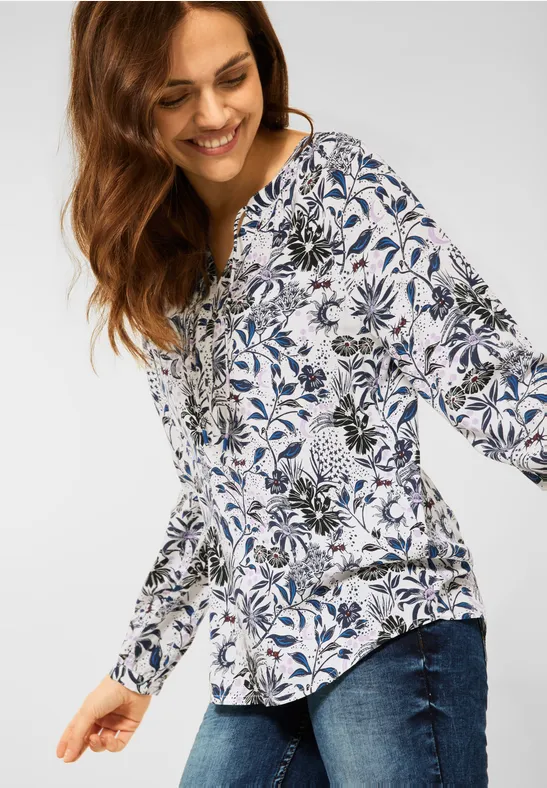 Blouse met print en raglanmouwen vanilla white