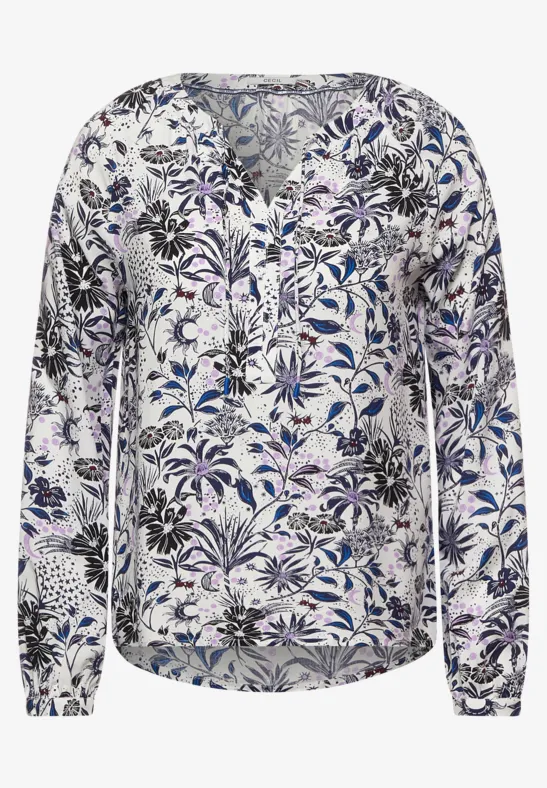 Blouse met print en raglanmouwen vanilla white