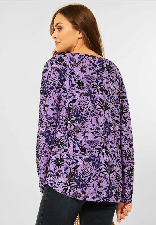 Print Bluse mit Raglanärmel frosty violet