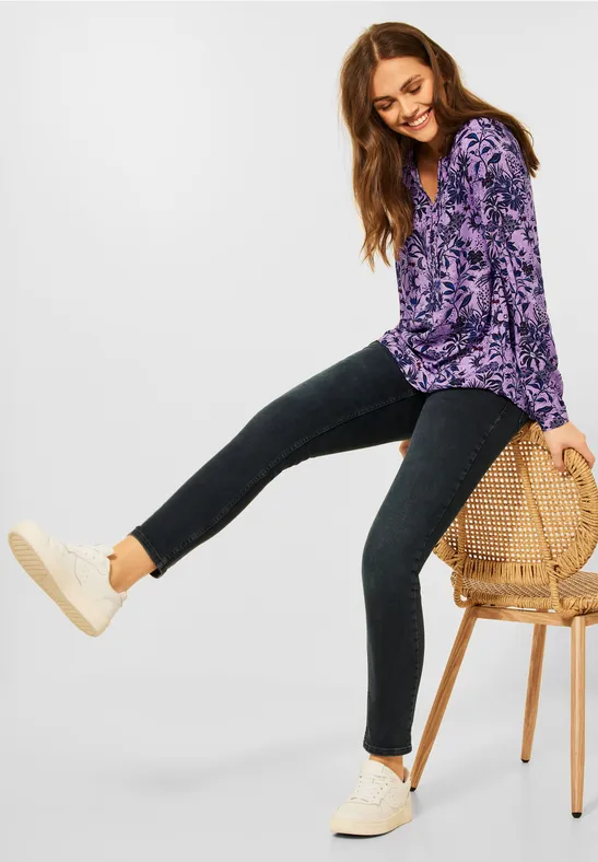 Print Bluse mit Raglanärmel frosty violet