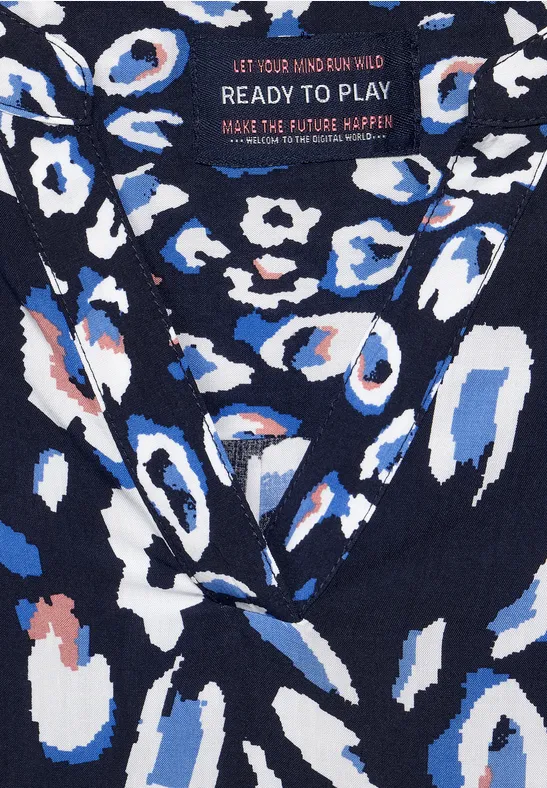 Blouse met printmix deep blue