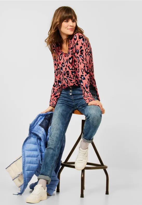 Blouse met printmix rose pepper