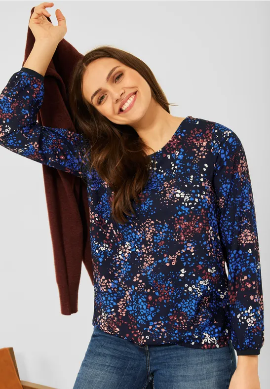 Blouse met meerkleurige printcolore deep blue