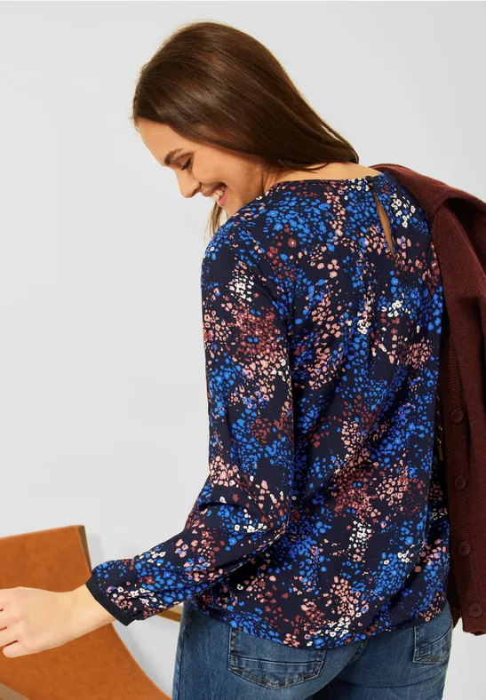 Blouse met meerkleurige printcolore deep blue