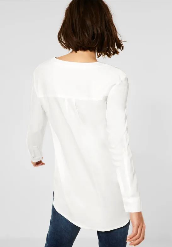 Lange Bluse in Unifarbe vanilla white