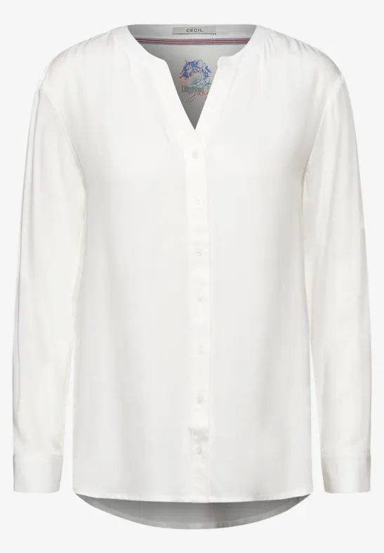 Lange Bluse in Unifarbe vanilla white