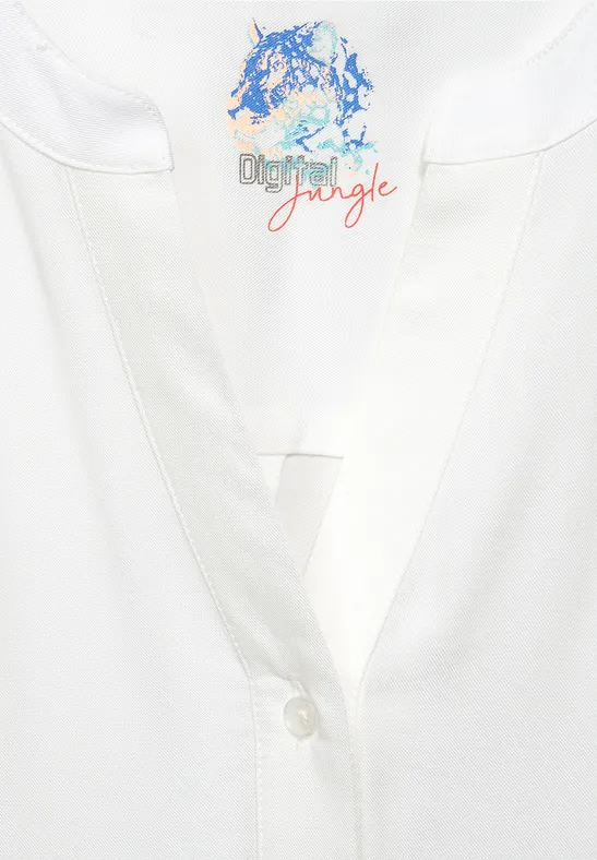 Lange Bluse in Unifarbe vanilla white