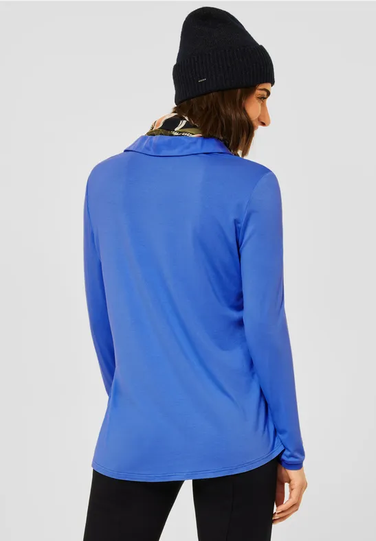Cupro Bluse im Materialmix just blue