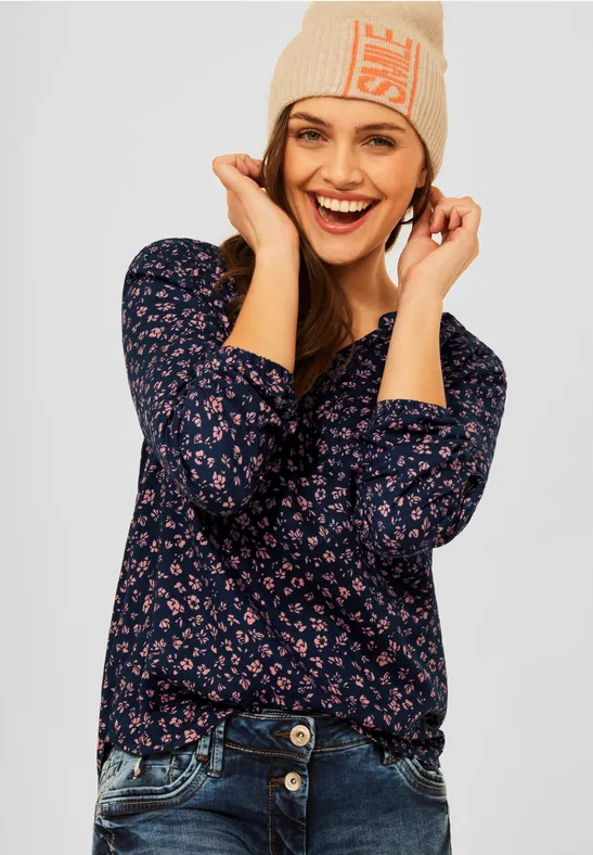 Printbluse deep blue