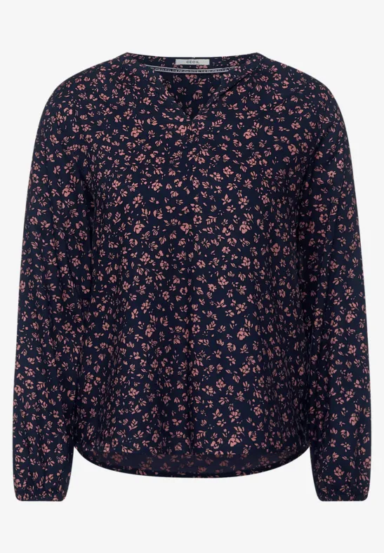 Printbluse deep blue