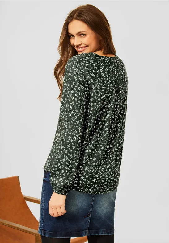 Printbluse utility olive