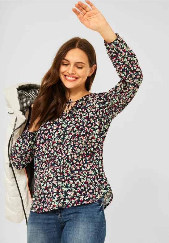 Blouse met meerkleurige print deep blue